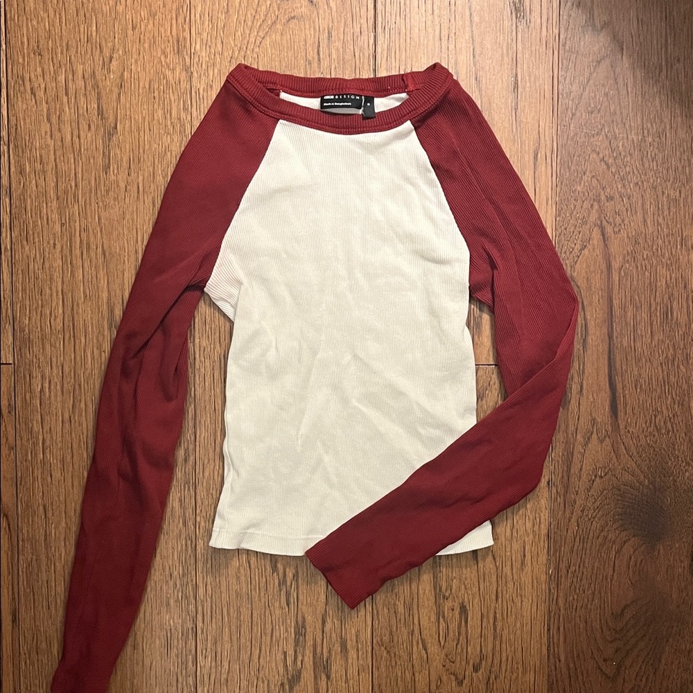 ASOS Red and White Long Sleeve Top